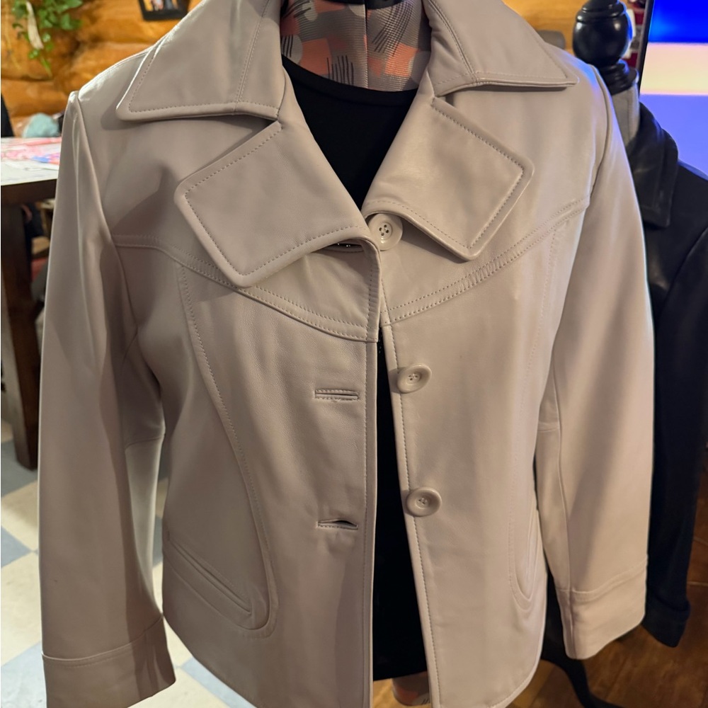 Michele Women's Light Beige Leather Jacket